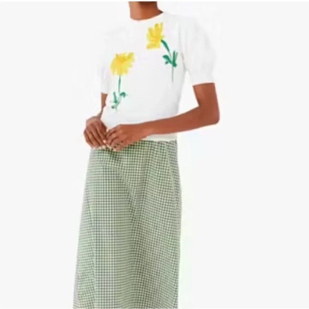 Kate Spade Sweater Daisy Puff Sleeve Cottage Preppy Luxury Designer Size XS